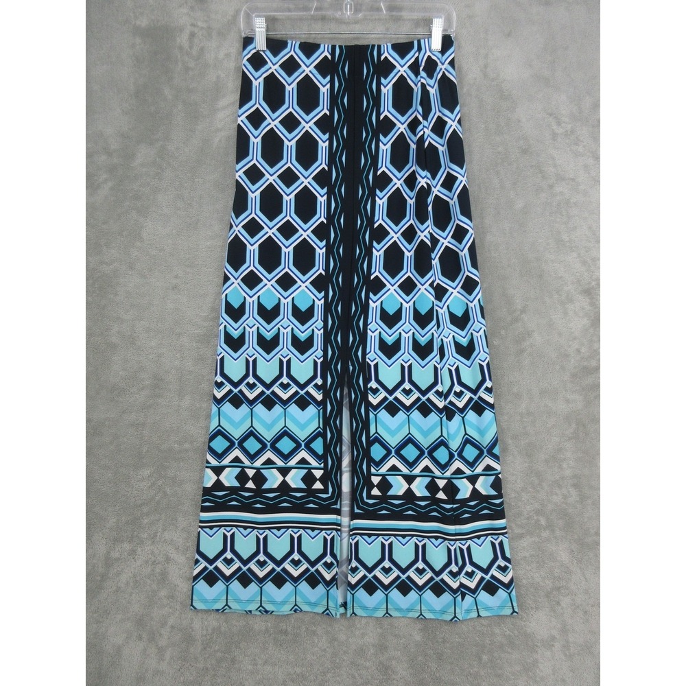 Chicos Skirt Womens 0 US Small Geometric Maxi‎ Boho Office Pull On Stretch Blue